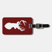 Étiquette À Bagage White Deer Buck Hunter Maroon Bourgogne Customisé (Devant horizontal)