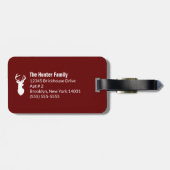 Étiquette À Bagage White Deer Buck Hunter Maroon Bourgogne Customisé (Dos horizontal)