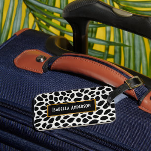 Étiquette À Bagage White Leopard Elégante Collection de luxe tendance