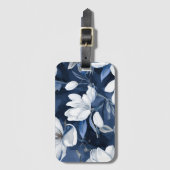 Étiquette À Bagage White Magnolia Motif sur l'arrière - plan de minui (Devant Vertical)