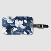 Étiquette À Bagage White Magnolia Motif sur l'arrière - plan de minui (Devant Horizontal)