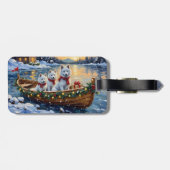 Étiquette À Bagage White Samoyed Christmas Boat Holiday (Dos horizontal)