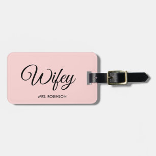 Étiquette À Bagage Wifey, nouveau marié, script moderne Nom du monogr