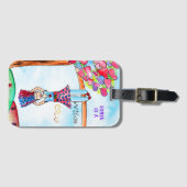 Étiquette À Bagage WILD ONE Personnalisé Boho Amusement Art Purple Gi (Devant Horizontal)