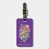 Étiquette À Bagage Wildflower Bouquet Handpainted Gouache Custom Name (Devant Vertical)