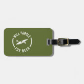 Étiquette À Bagage Will Paddle for Beer (Devant horizontal)