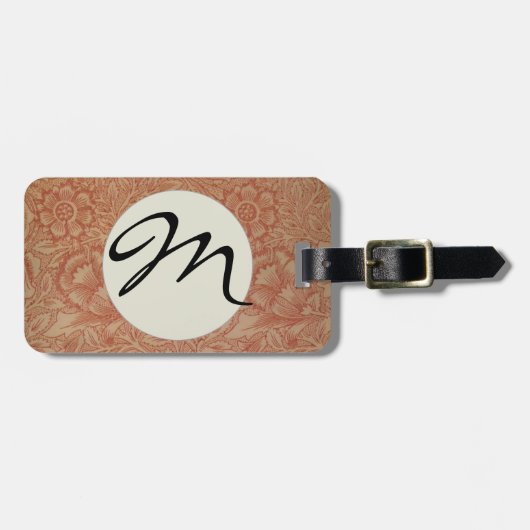 Étiquette À Bagage William Morris Fleur de pavot rose Floral (Devant horizontal)