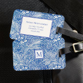 Étiquette À Bagage William Morris Marigold Monogramme bleu