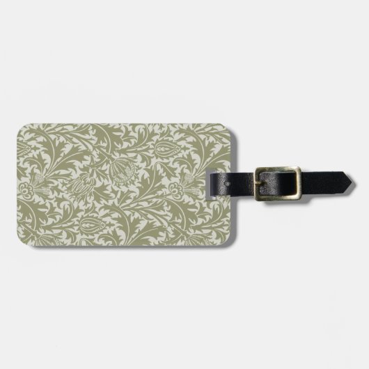 Étiquette À Bagage William Morris Thistle Sage Green Motif (Devant horizontal)