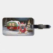 Étiquette À Bagage Winter French Bulldog Caravan Christmas Adventure (Dos horizontal)