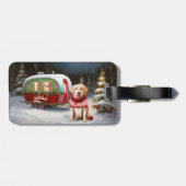 Étiquette À Bagage Winter Labrador Caravan Christmas Adventure (Dos horizontal)