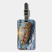 Étiquette À Bagage Wire Fox Terrier Christmas Boat Holiday (Devant Vertical)