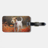 Étiquette À Bagage Wirefox Terrier en automne Leaves automne Inspire (Dos horizontal)