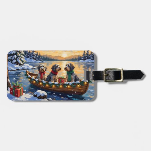Étiquette À Bagage Wirehaired Pointing Griffon Christmas Boat Holiday (Devant horizontal)