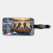 Étiquette À Bagage Wirehaired Pointing Griffon Christmas Boat Holiday (Dos horizontal)