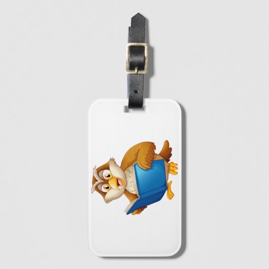 Étiquette À Bagage Wise Owl Reading Book (Devant Vertical)