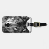 Étiquette À Bagage Wolf Black & White Pop Art (Devant horizontal)