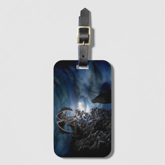 Étiquette À Bagage Wolf Moon - Wolf avec Golem (Devant Vertical)