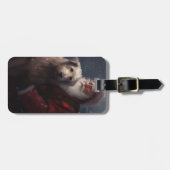 Étiquette À Bagage Wolfhound avec Noël Festif du Père Noël (Devant horizontal)