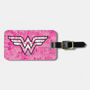 Étiquette À Bagage Wonder Woman Pink Comic Book Collage Logo
