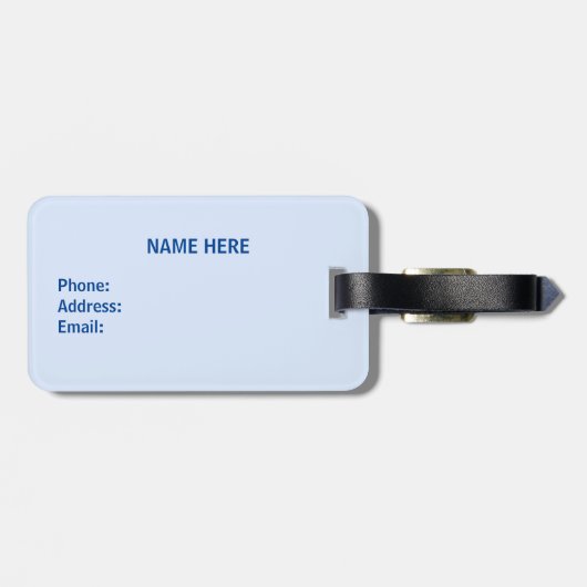 Étiquette À Bagage World globe tour et drapeaux bleu clair (Dos horizontal)