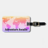 Étiquette À Bagage World Map Adventure Attend Script Cadeau Favoriser (Devant horizontal)