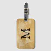 Étiquette À Bagage World Traveller Gold Foil Map Nom du monogramme pe (Devant Vertical)