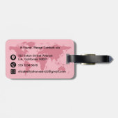 Étiquette À Bagage World Traveller Pink Map Modern Girl Monogramme No (Dos horizontal)