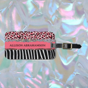 Étiquette À Bagage World Traveller Rose Girl Parties scintillant mode