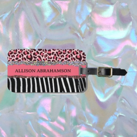 Étiquette À Bagage World Traveller Rose Girl Parties scintillant mode