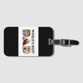 Étiquette À Bagage Worlds Best Dad Citation Modern 3 Photo Collage (Devant Horizontal)