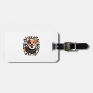 Étiquette À Bagage Xmas Welsh Corgi Père Noël sur Christmas Welsh Cor