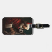 Étiquette À Bagage Xoloitzcuintli avec Noël Festif du Père Noël (Devant horizontal)