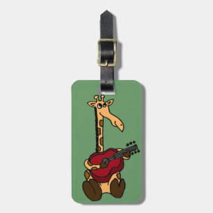 Étiquette À Bagage XX girafe drôle jouant la guitare