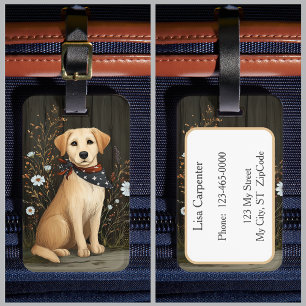 Étiquette À Bagage Yellow Lab Patriotique mignon chien Labrador Retri