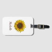 Étiquette À Bagage Yellow Sunflower Boho Botanical Personalized  (Devant Horizontal)