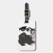 Étiquette À Bagage yeux bleus noirs et blancs (Devant Vertical)