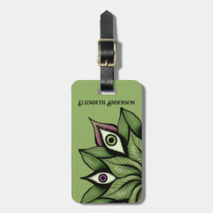 Étiquette À Bagage Yeux psychédéliques Mandala - Trippy Floral Green
