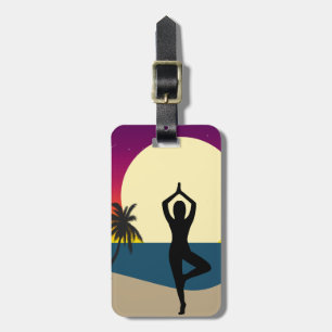 Étiquette À Bagage Yoga à l'étiquette de bagage de coucher du soleil