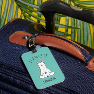 Étiquette À Bagage Yoga Llama - Llamaste Pun Monogramme Nom