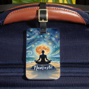 Étiquette À Bagage Yoga Méditation Ciel Nocturne Étoilé Lune Plage Oc