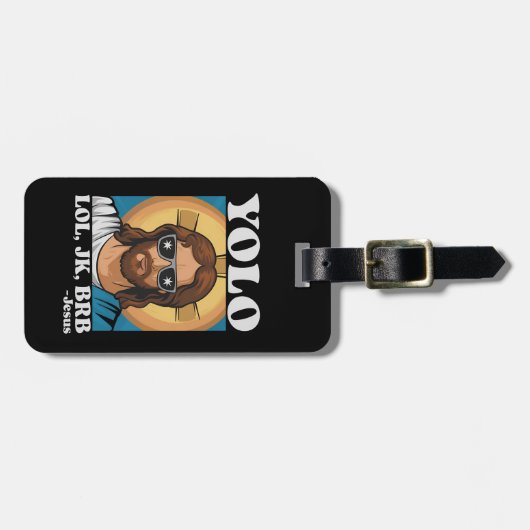 Étiquette À Bagage YOLO LOL JK BRB Jesus Drôle Pâques (Devant horizontal)