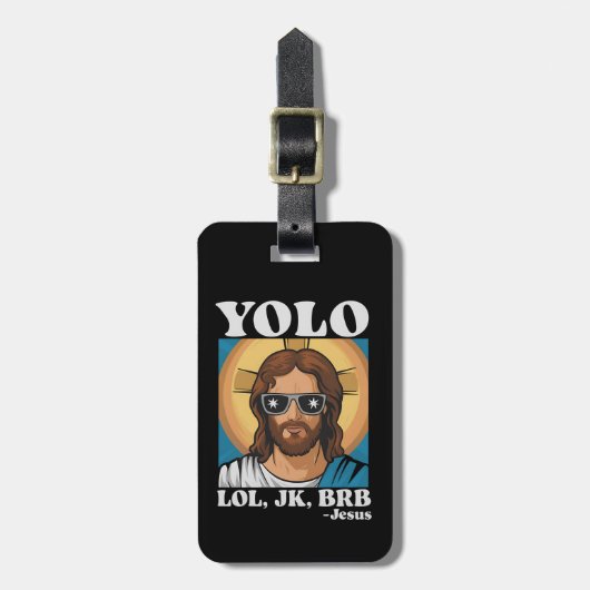 Étiquette À Bagage YOLO LOL JK BRB Jesus Drôle Pâques (Devant Vertical)
