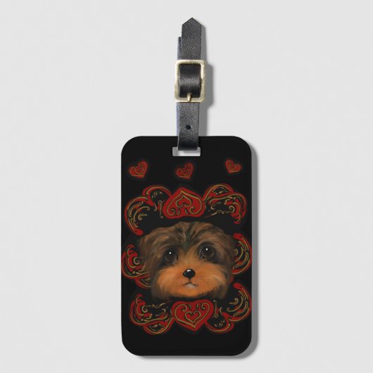 ÉTIQUETTE À BAGAGE YORKIE POO      (Devant Vertical)