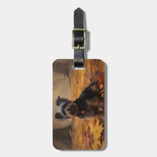 Étiquette À Bagage Yorkipoo à l'automne Feuilles automne Inspire (Devant Vertical)