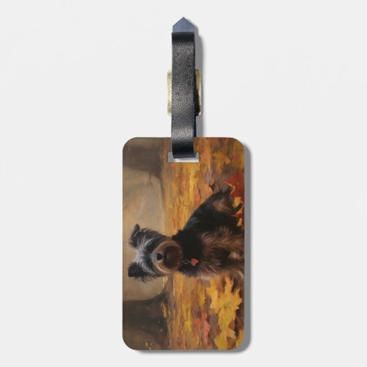 Étiquette À Bagage Yorkipoo à l'automne Feuilles automne Inspire (Dos Vertical)