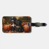 Étiquette À Bagage Yorkipoo Chiot Automne Citrouille délice (Dos horizontal)