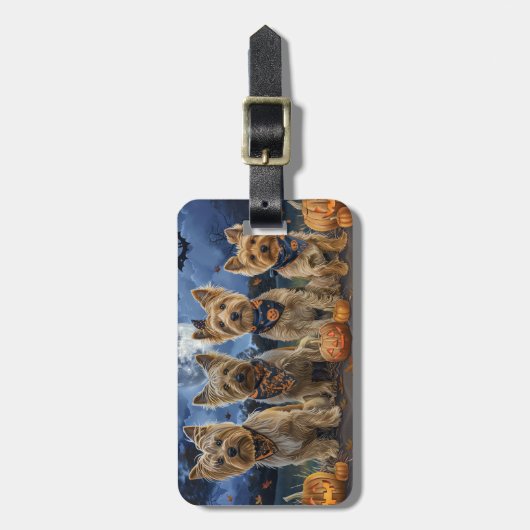 Étiquette À Bagage Yorkipoo Halloween Éffrayant (Devant Vertical)