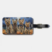 Étiquette À Bagage Yorkipoo Halloween Éffrayant (Dos horizontal)