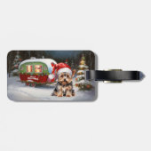 Étiquette À Bagage Yorkshire Terrier Caravan Christmas Adventure (Dos horizontal)